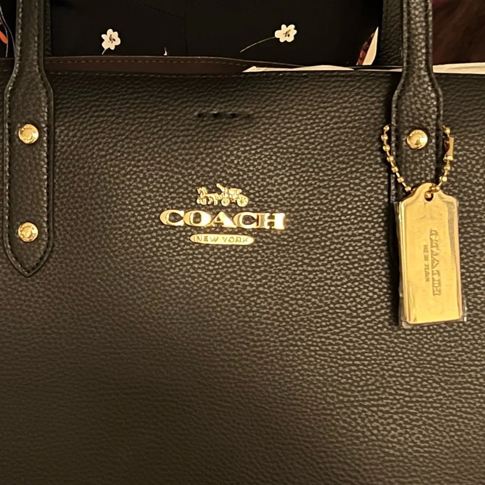COACH tote Bag Black Leather